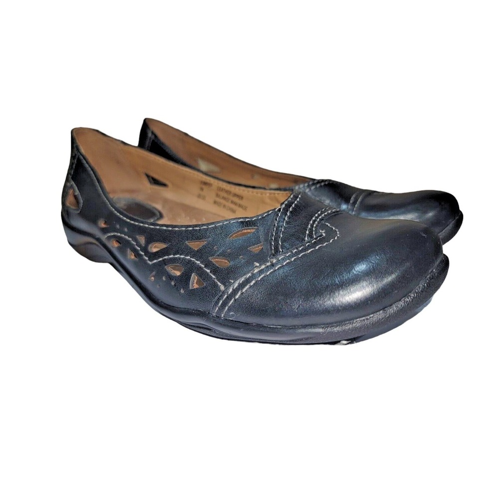 Earth Origins Women's Jumper Flats Black Leather Comfort Casual Shoes Sz 7 M‎